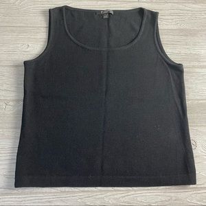 ST. JOHN • CAVIAR Wool Blend Knit Layering Blouse